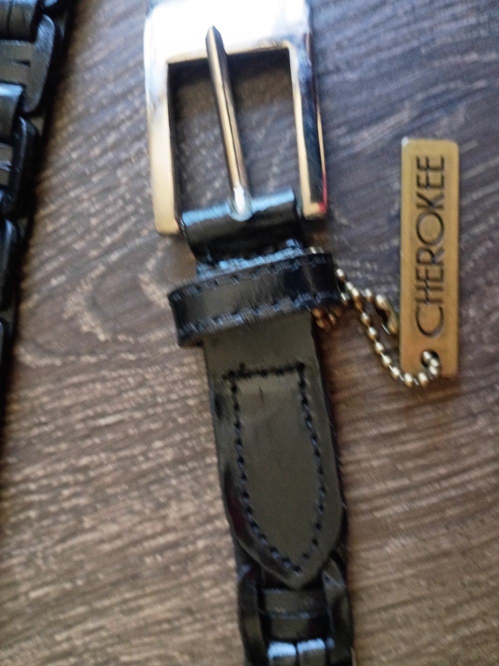 Cherokee Men's Black Braided Leather Belt with Metal Buckle
